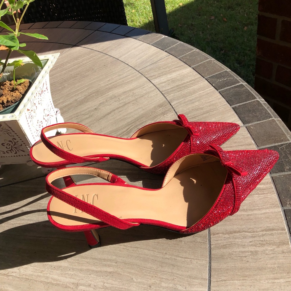 INC Red Sparkle Shoes Size 10 see video
